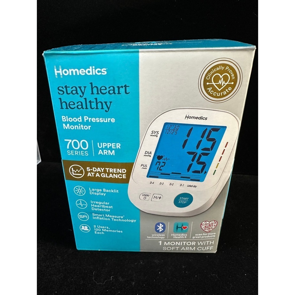 Homedics 700 Series Upper Arm Blood Pressure Monitor Bluetooth BPA-100TRBT White